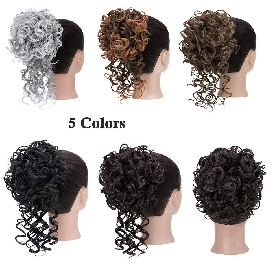 Benehair Messy Curly Hair Bun Scrunchies Extensions Synthetic Drawstring Ponytail 90g Wave Large Bun Updo Hair Pieces For Women