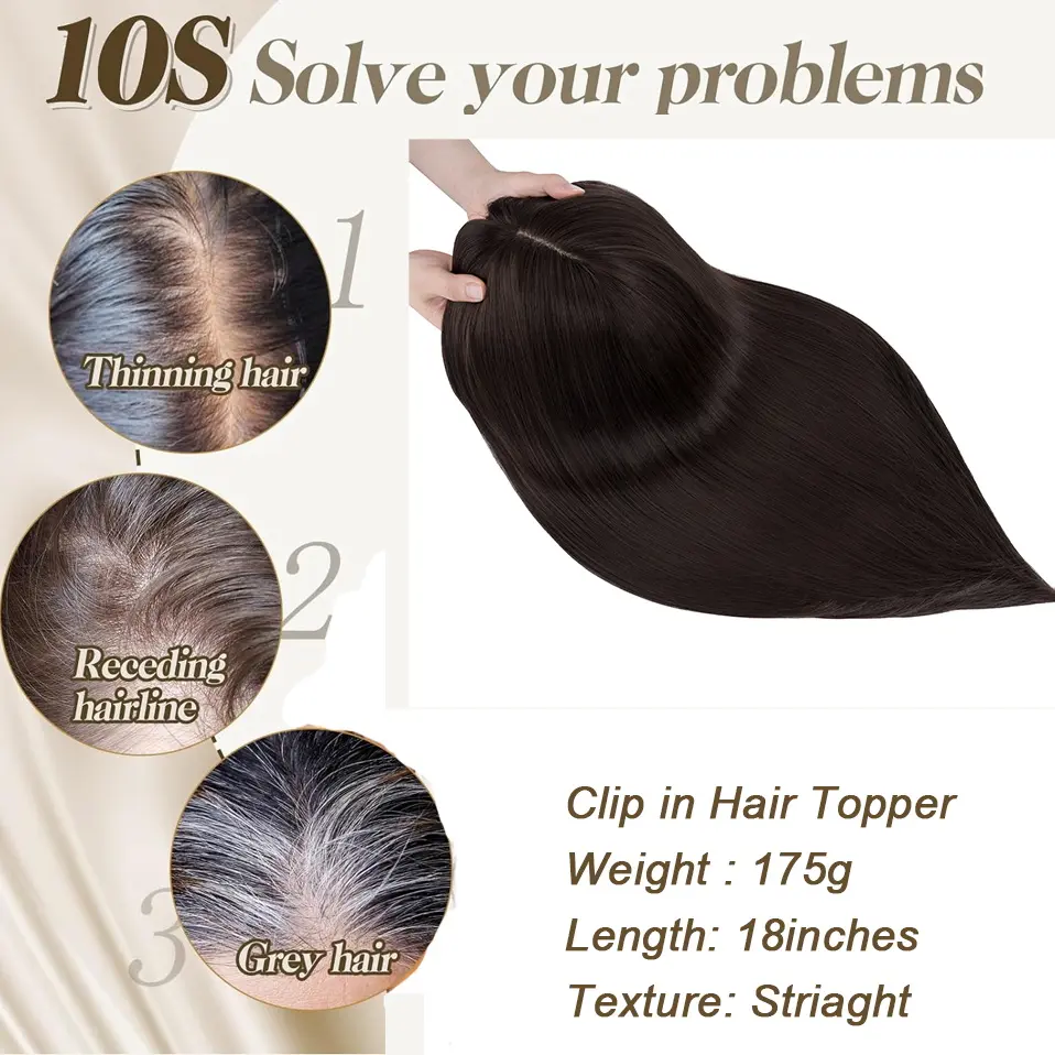 Benehair Hair Toppers for Women 18'' Striaght Topper Hair with Bangs for Thinning Hair Synthetic Hairpieces Bangs Hair Extension