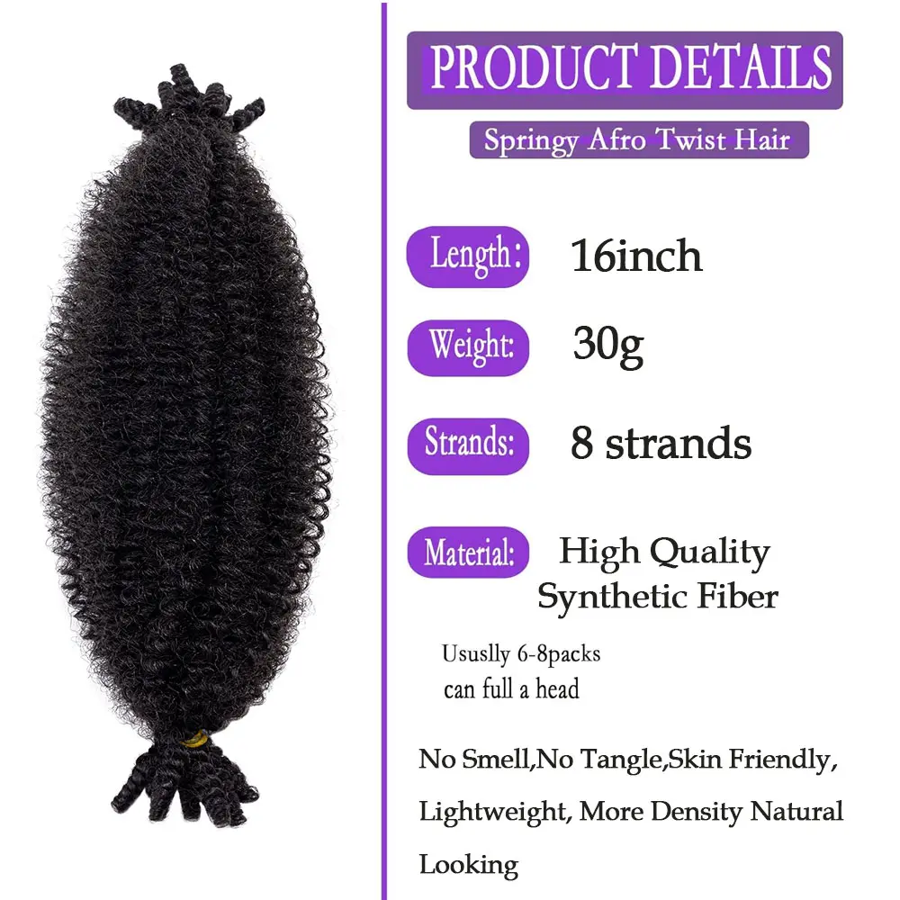 16 Inch Synthetic Crochet Braids Hair Marley Twist Braiding Hair Kinky Twist Hair Pre-fluffed Spring Twist Hair Wrapping Hair