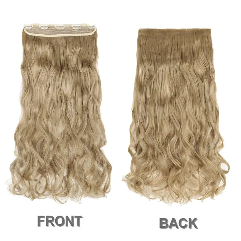BENEHAIR Synthetic Hairpieces 24" 5 Clips In Hair Extension One Piece Long Curly Hair Extension For Women Pink Red Purple Hair
