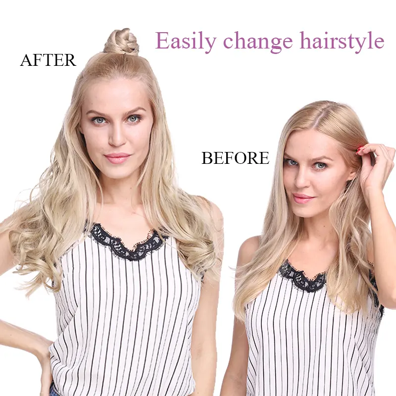 BENEHAIR Synthetic Hairpieces 24" 5 Clips In Hair Extension One Piece Long Curly Hair Extension For Women Pink Red Purple Hair