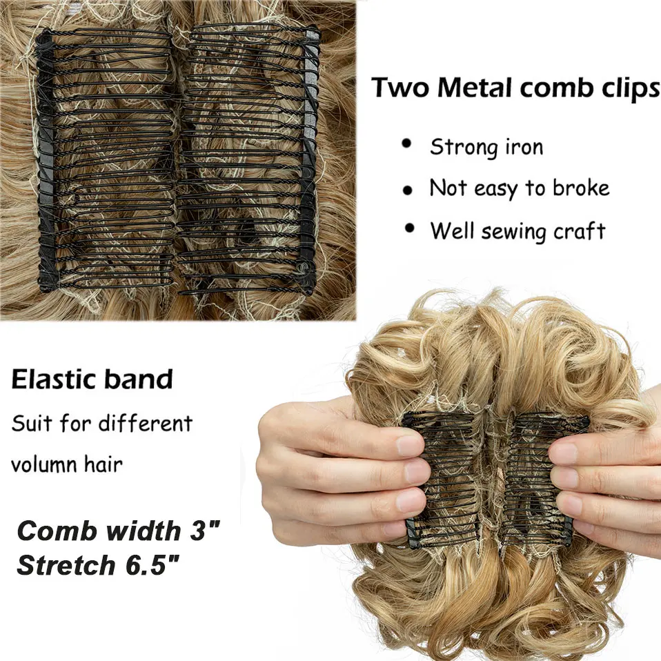 BENEHAIR Synthetic Hair Bun Brown Blonde Curly Chignon Messy Bun Comb Clip In Hair Extension Updos Hairpieces For Women