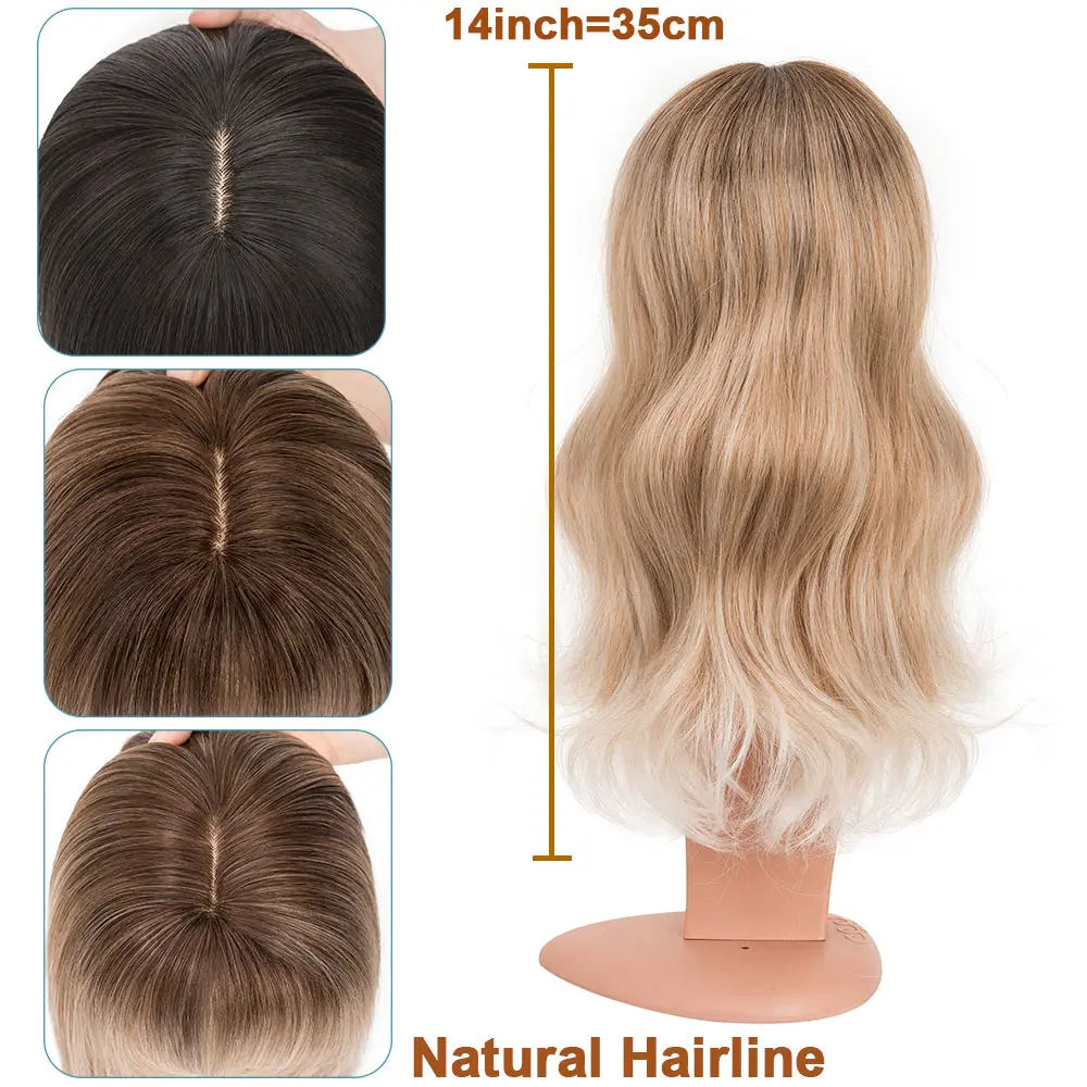 Benehair 18'' Body Wave Hair Toppers with Bangs for Women Synthetic Hairpieces Adding Hair Volume Long Layered Hair Toppers