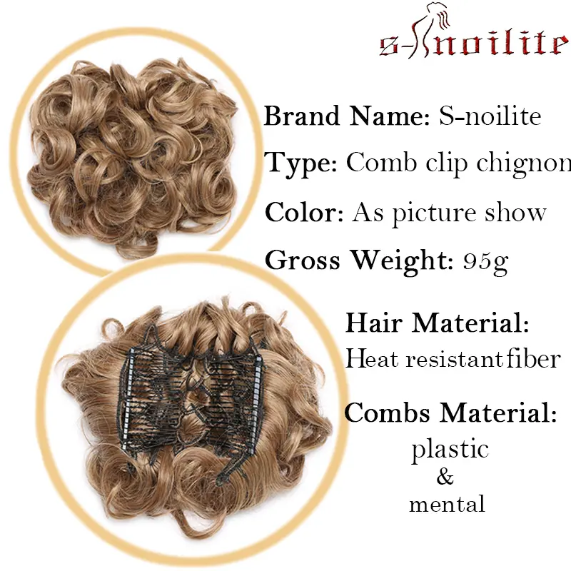 BENEHAIR Synthetic Hair Bun Brown Blonde Curly Chignon Messy Bun Comb Clip In Hair Extension Updos Hairpieces For Women
