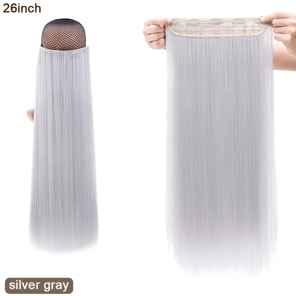 BENEHAIR Synthetic 26‘’ Long Straight Clip in one Piece Hair Extension 5 Clips Hair Pieces For Women Clip In Hair Extensions