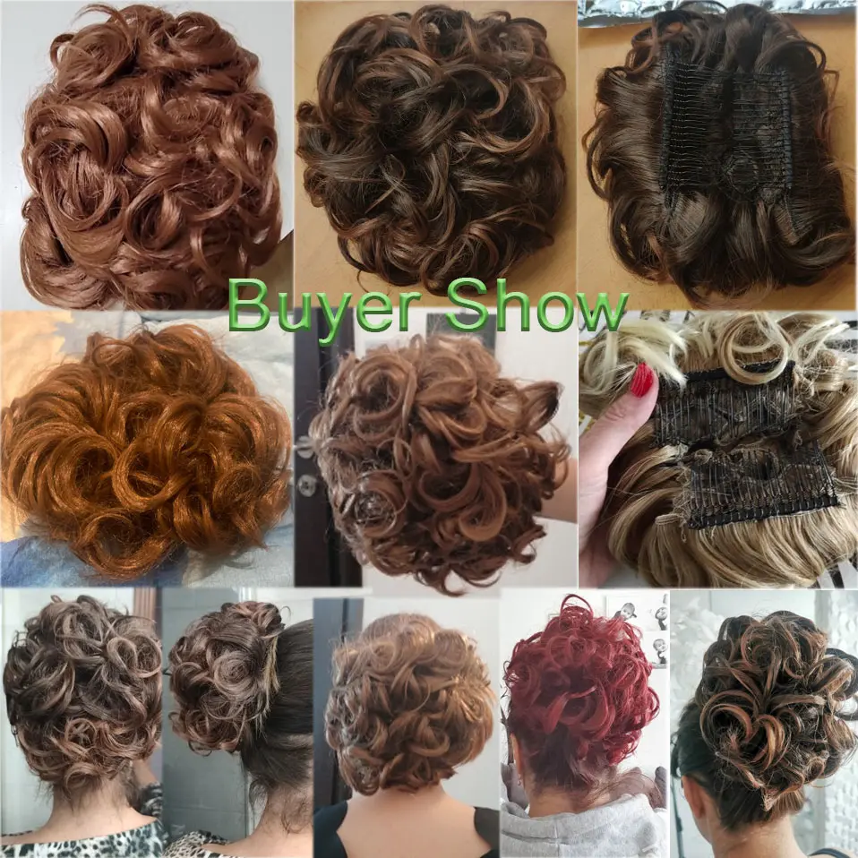 BENEHAIR Synthetic Hair Bun Brown Blonde Curly Chignon Messy Bun Comb Clip In Hair Extension Updos Hairpieces For Women