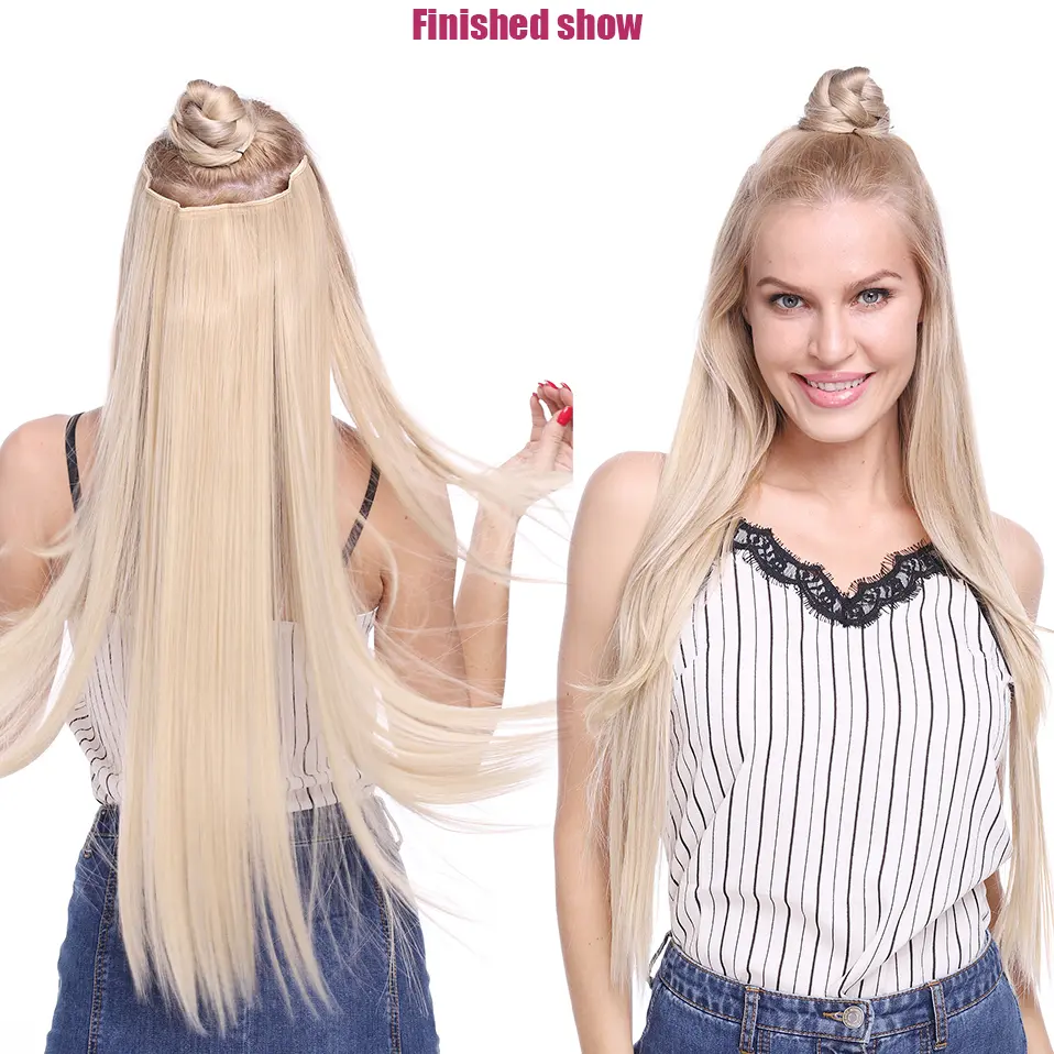 BENEHAIR Synthetic Clip In Hair Extension Long Straight Hair Piece Clip Hair Red Pink Purple Grey Hairpiece Fake Hair For Women
