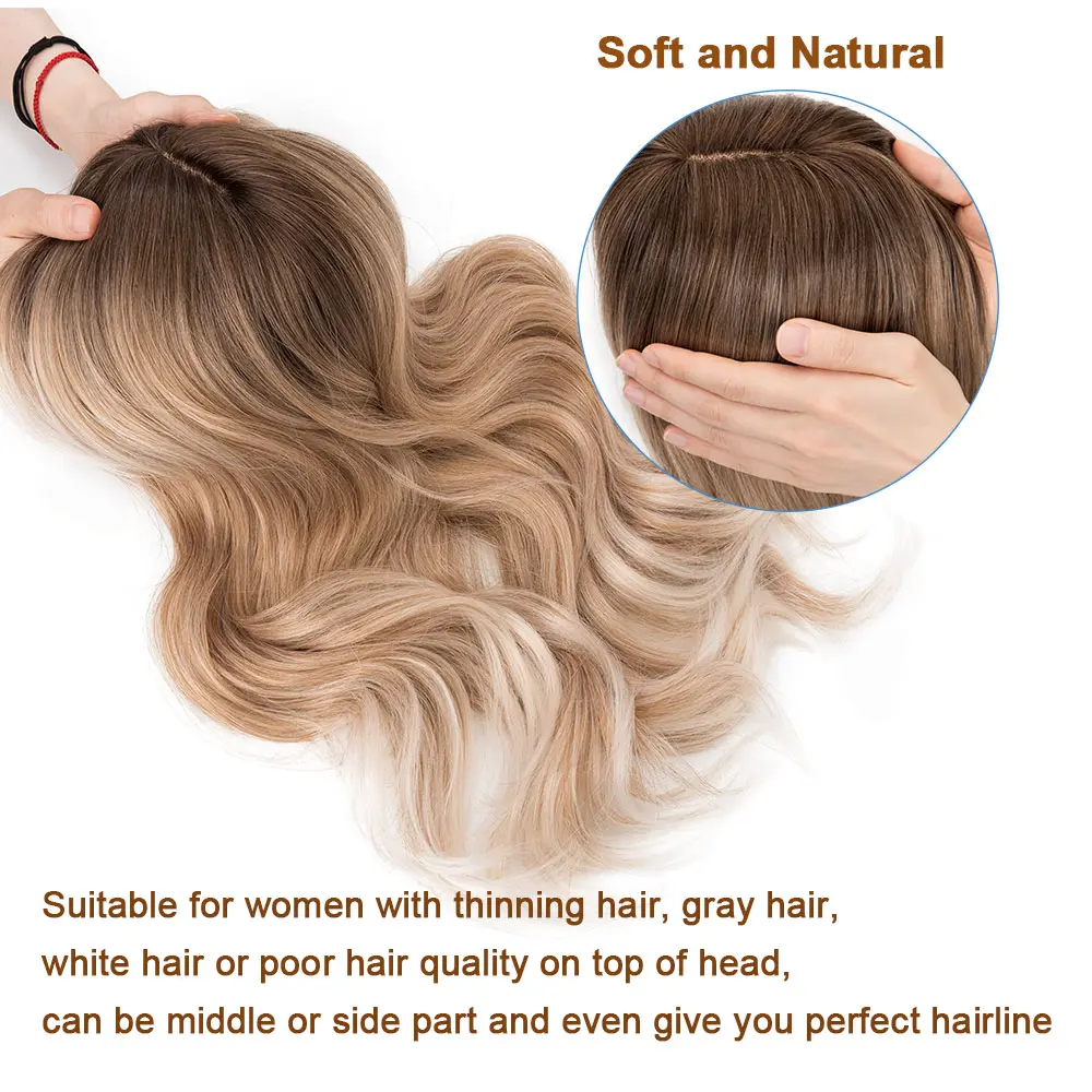 Benehair 18'' Body Wave Hair Toppers with Bangs for Women Synthetic Hairpieces Adding Hair Volume Long Layered Hair Toppers
