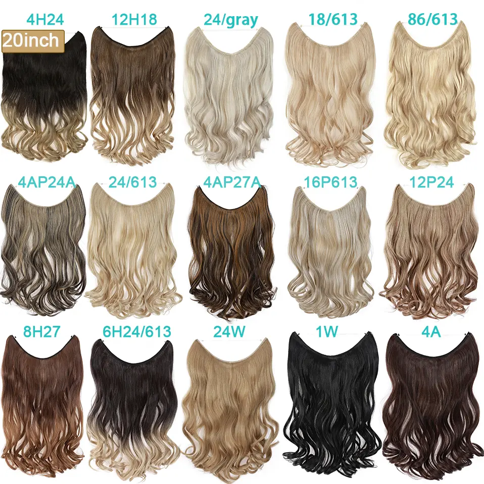 BENIHAIR Synthetic Invisible Wire Hair Extensions Transparent Wire AdjustableLong Wavy Curly Secret Hairpiece 20 Inch for Women