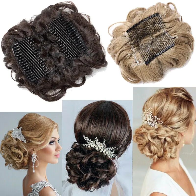 BENEHAIR Synthetic Hair Bun Brown Blonde Curly Chignon Messy Bun Comb Clip In Hair Extension Updos Hairpieces For Women