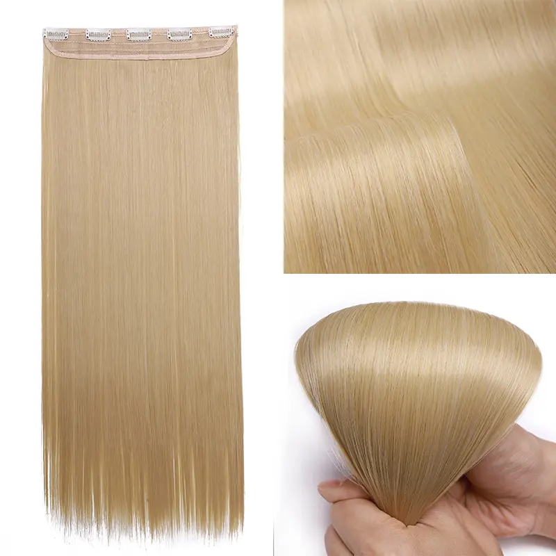 BENEHAIR Synthetic Clip In Hair Extension Long Straight Hair Piece Clip Hair Red Pink Purple Grey Hairpiece Fake Hair For Women