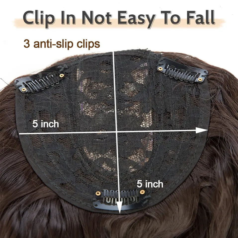 Curly Wave Topper Clip-In Hair Extensionfor Women 20inch Synthetic Corn Wave Secret Toupee Middle Part Thinning Hairpiece