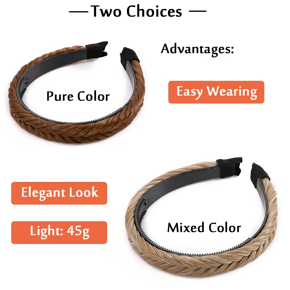 Benehair Synthetic Hair Twist Hair Bands Fashion Braids Hair Accessories Women Bohemian Plait Elastic Headband Bezel Headwear