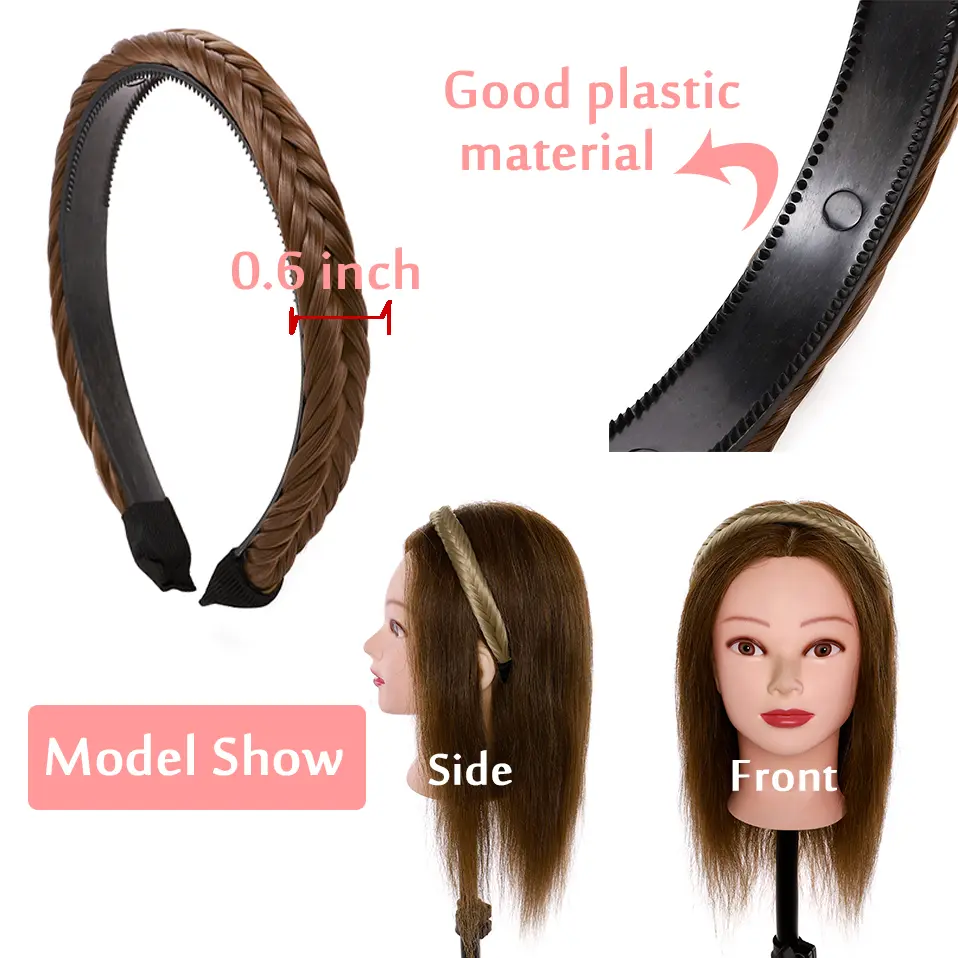 Benehair Synthetic Hair Twist Hair Bands Fashion Braids Hair Accessories Women Bohemian Plait Elastic Headband Bezel Headwear