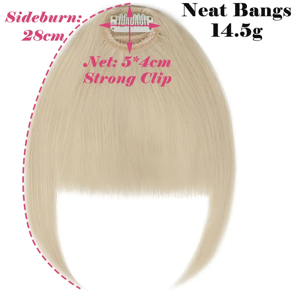 Benehair Synthetic Hair Bangs Clip in Air Bangs French Bangs Fringe with Temples Hairpieces Hair Extensions for Women Daily Wear