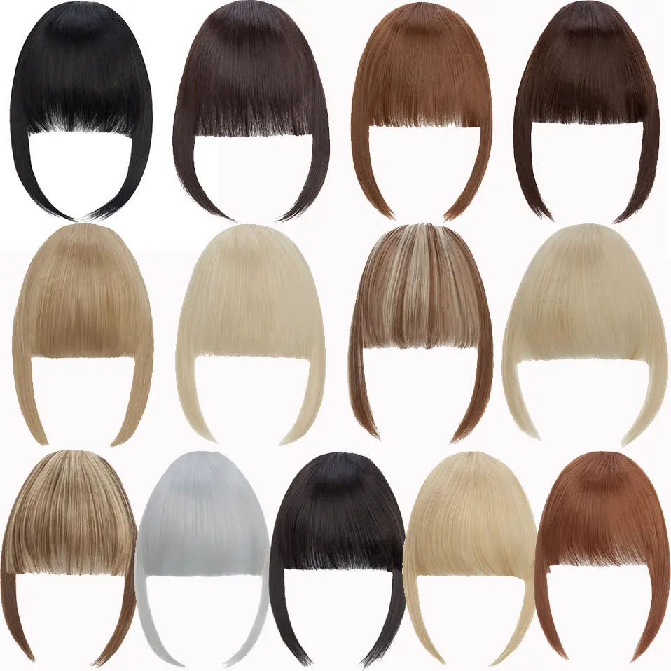 Benehair Synthetic Hair Bangs Clip in Air Bangs French Bangs Fringe with Temples Hairpieces Hair Extensions for Women Daily Wear