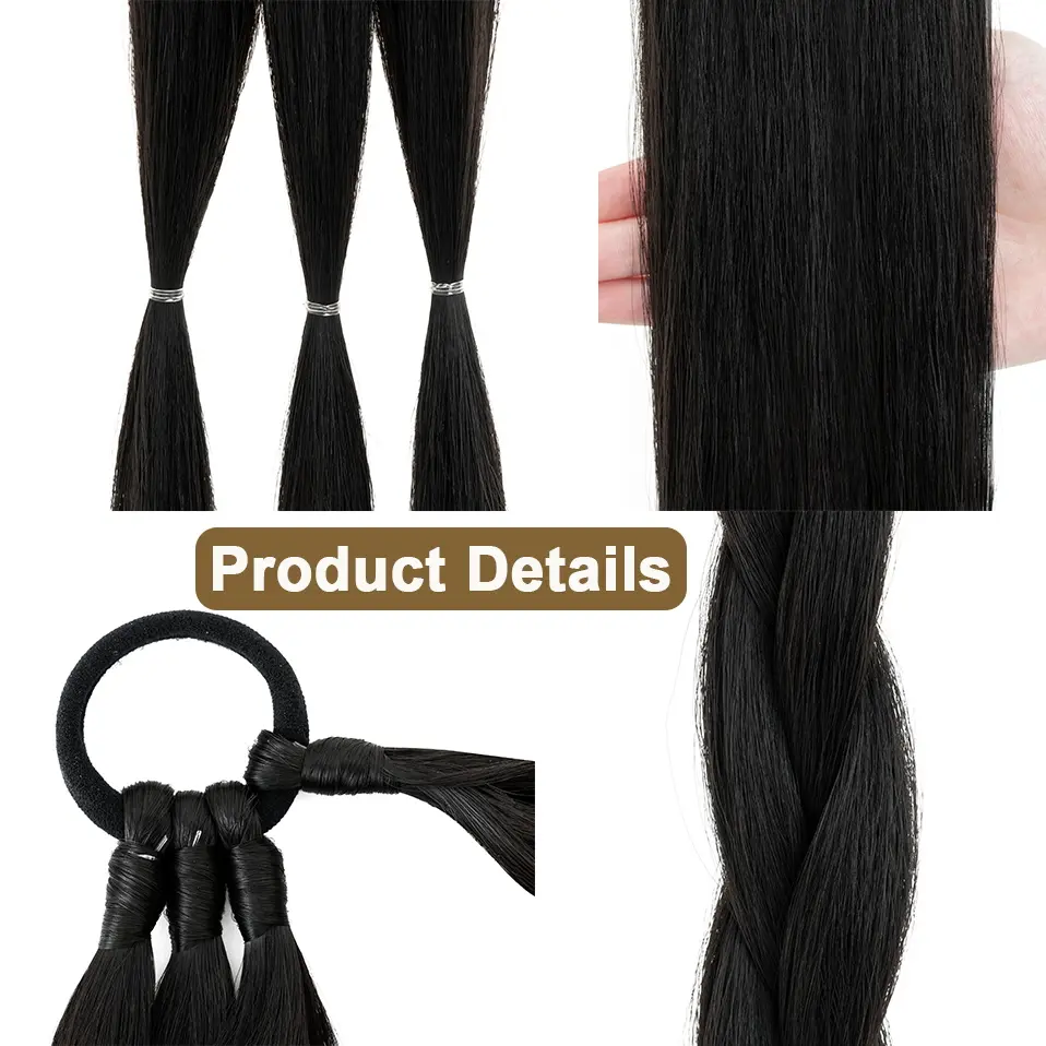 Benehair 34inch Long Braid Ponytail Extension with Elastic Tie Straight Wrap Around Braid Hair Synthetic Drawstring Ponytail