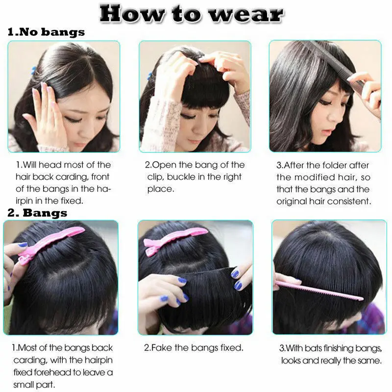 Benehair Synthetic Hair Bangs Clip in Air Bangs French Bangs Fringe with Temples Hairpieces Hair Extensions for Women Daily Wear