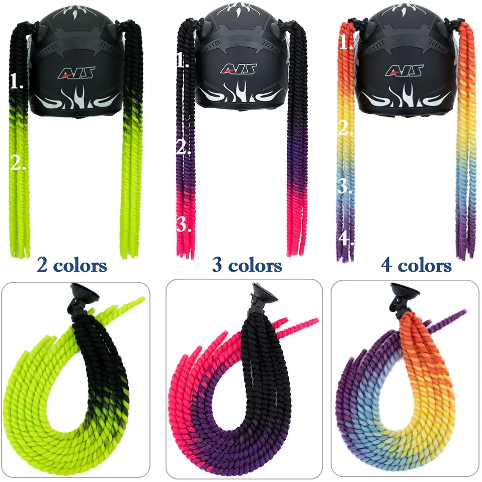 Benehair Gradient Helmet Braids Ponytail Helmet Hair Strap Suction Cups for Motorcycles  Synthetic Fibre Pony Tails 24 Inch