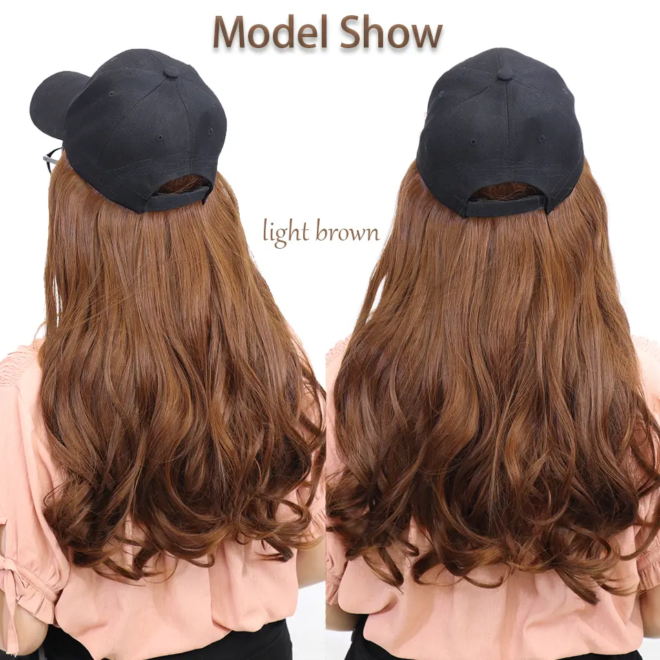 BENEHAIR Synthetic Baseball Cap With Hair Long Wavy Fake Hair Hat Wig Hair Extensions Hat With Hair Natural Hairpiece For Women