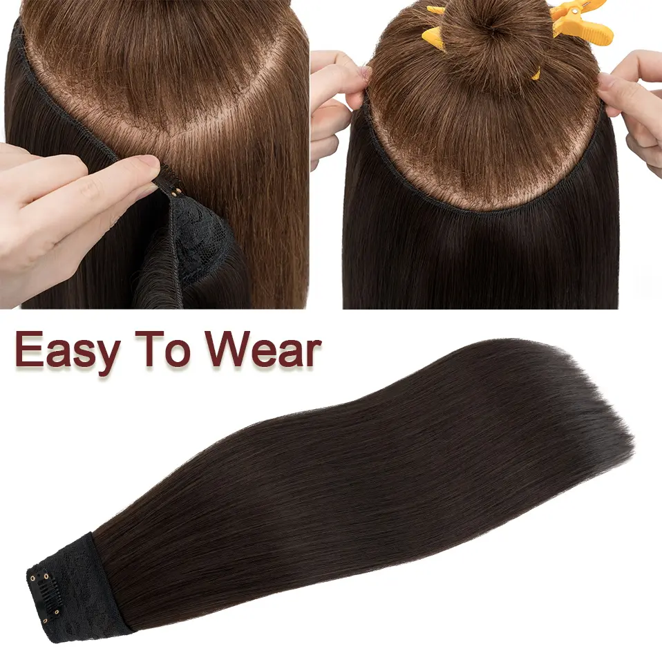 Benehair 18 Inch 160g V-Shaped Straight  Synthetic Hair One Piece Clip In Hair Extension Hair With Clips Hairpiece Full Head