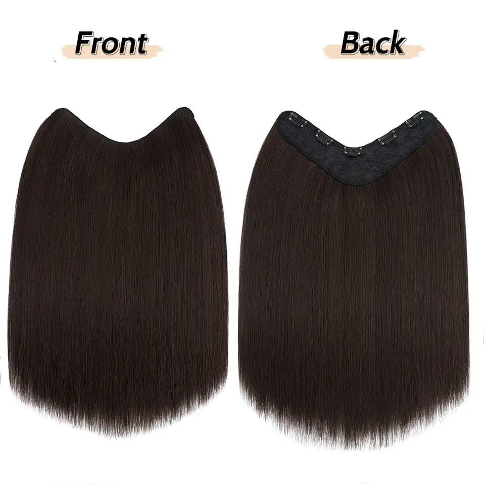 Benehair 18 Inch 160g V-Shaped Straight  Synthetic Hair One Piece Clip In Hair Extension Hair With Clips Hairpiece Full Head