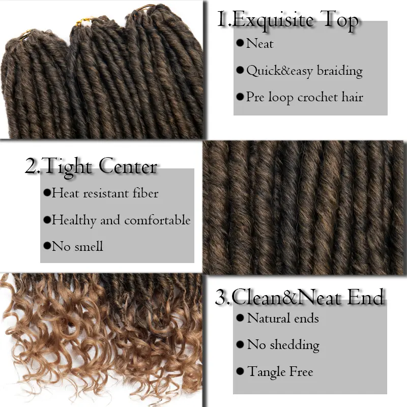 BENEHAIR Goddess Faux Locs Crochet Hair 24 Strands Crochet Braiding Synthetic Hair Afro Braids Hair Extension Curly Ends Ombre