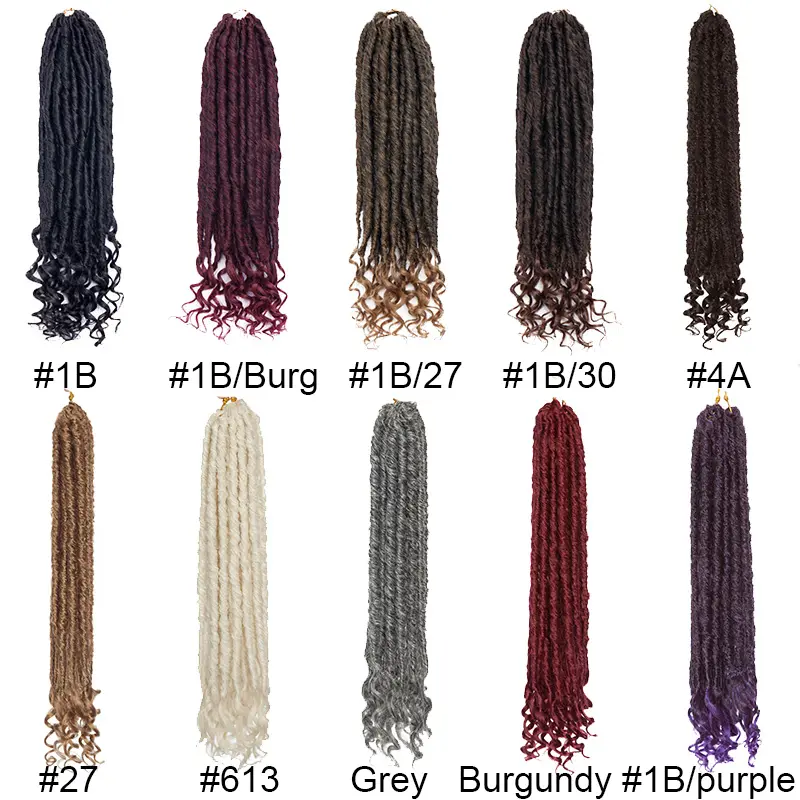 BENEHAIR Goddess Faux Locs Crochet Hair 24 Strands Crochet Braiding Synthetic Hair Afro Braids Hair Extension Curly Ends Ombre
