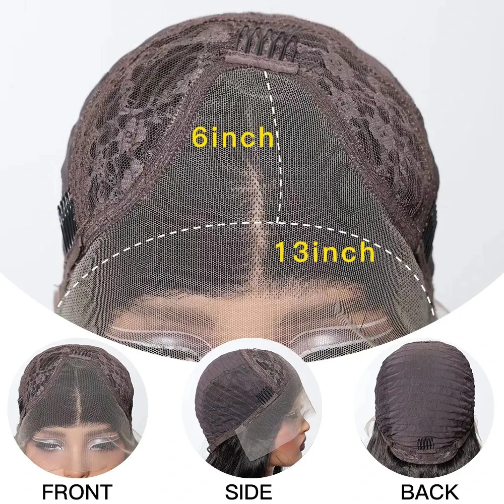 LOUIS FERRE 13*6 Lace Front Synthetic Wigs for Women Long Straight Brown With Platinum Highlights Wigs Free Parting Natural Hair