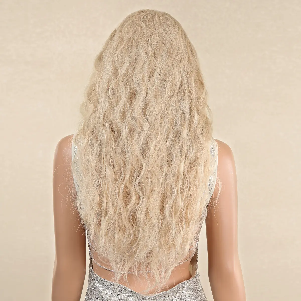 LOUIS FERRE Blonde Wigs for Women Long Curly Headband Wigs Heat Resistant Synthetic Fibre Wig Daily Party Cosplay Natural Hair