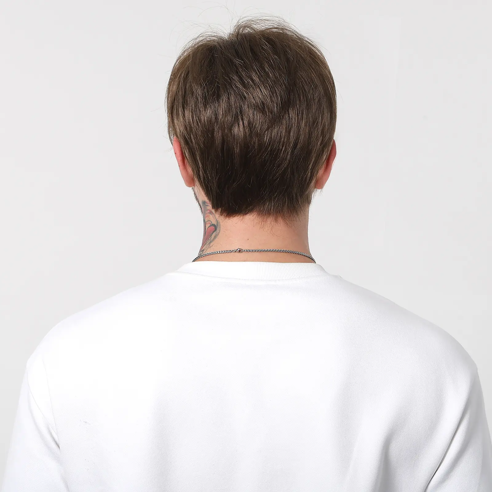 LOUIS FERRE Dark Brown Synthetic Wigs for Men Short Straight Hair Smooth Natural Pixie Cut Men‘s Hair Low Temperture Daily Use