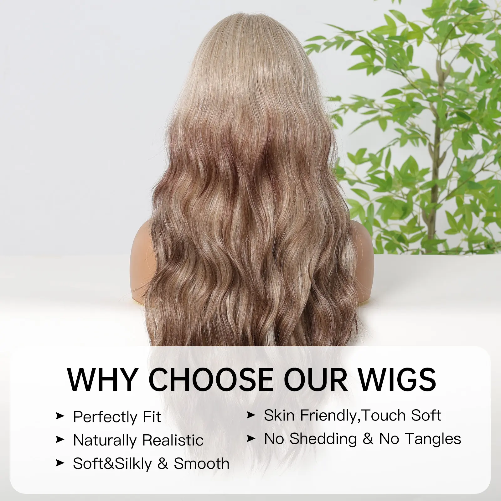 Brown Mixed Blonde Synthetic Wigs Long Wavy Natural Wigs With Bangs Women's Wig For Daily Cosplay Party Use High Temperature