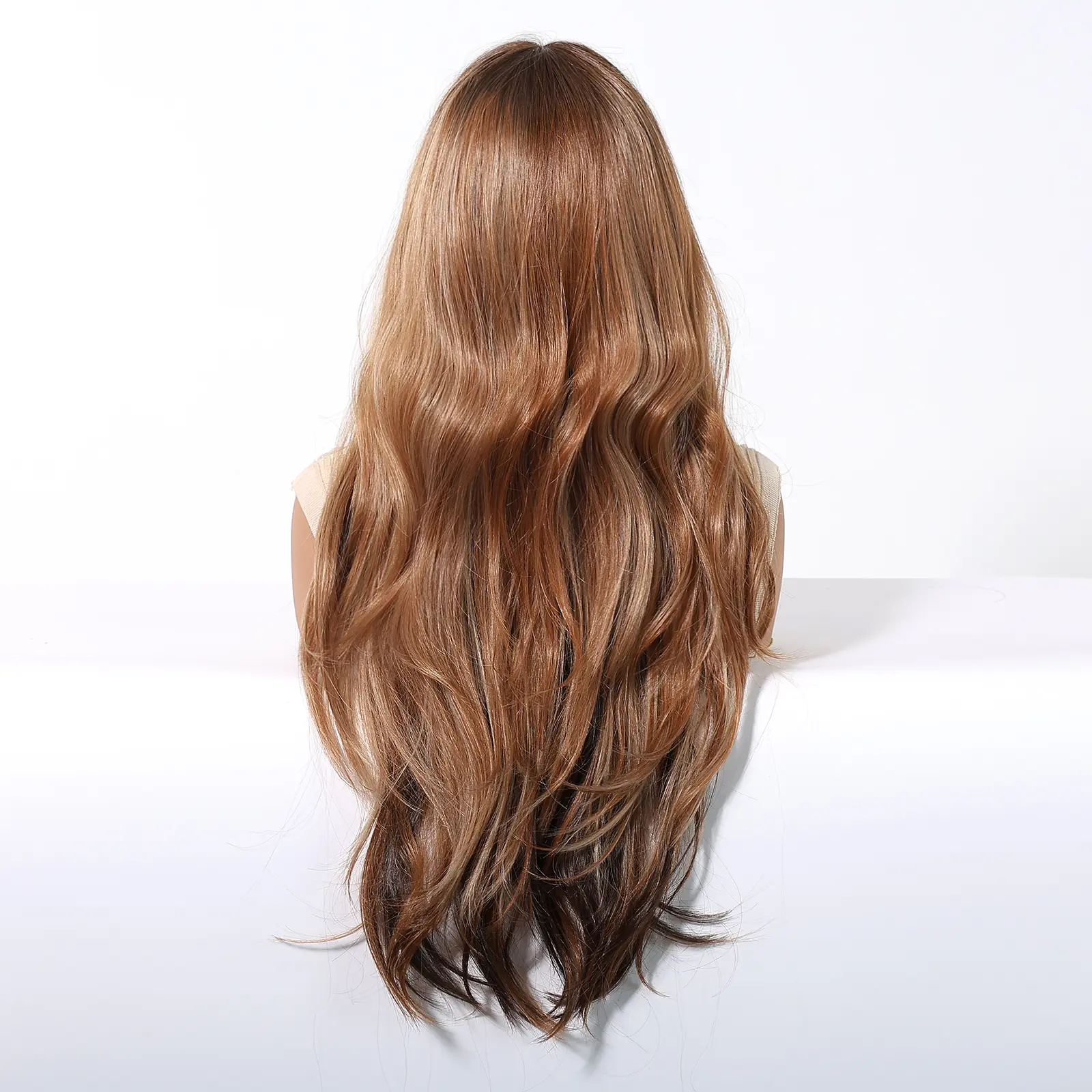 Brown Highlights Wig Long Natural Body Wavy Wigs With Bangs Brown Mixed Blonde Wigs For Women Cosplay Synthetic Heat Resistant