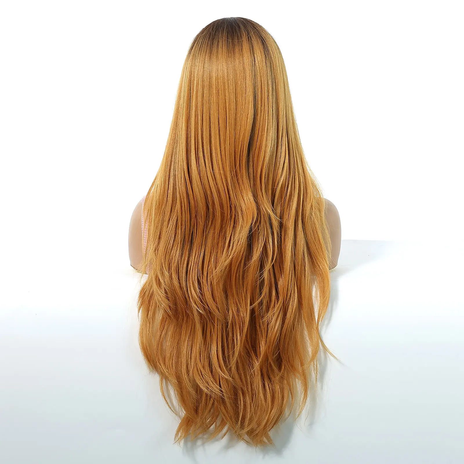 Brown Highlights Wig Long Natural Body Wavy Wigs With Bangs Brown Gradient Synthetic Wigs For Women Daily Cosplay Heat Resistant