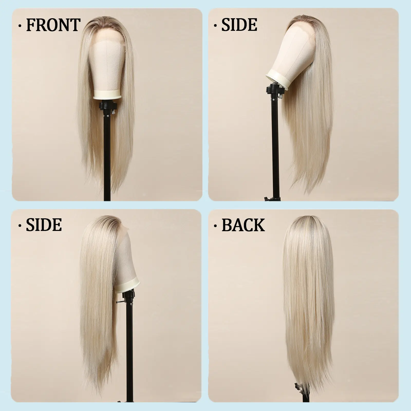 Platinum White Blonde 13*4 Lace Front Synthetic Wigs for White Women Long Straight Middle Parted Lace Wigs Daily High Temperture