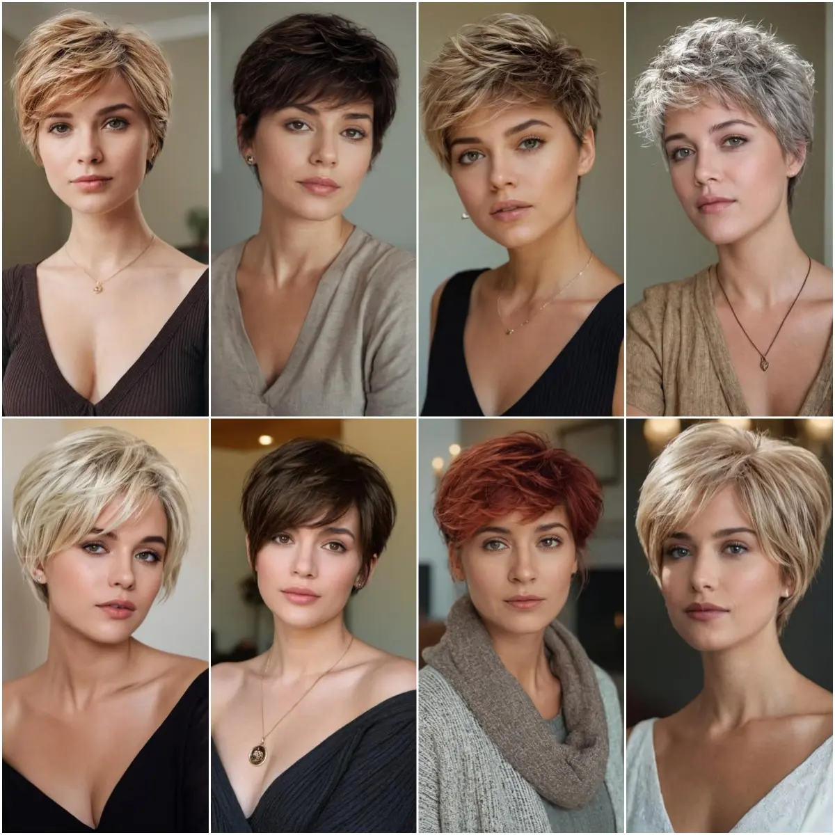 Dark Brown Mixed Copper Highlight Straight Wigs With Bangs Short Pixie Cut Synthetic Wigs for Women Daily Lolita Heat Resistant
