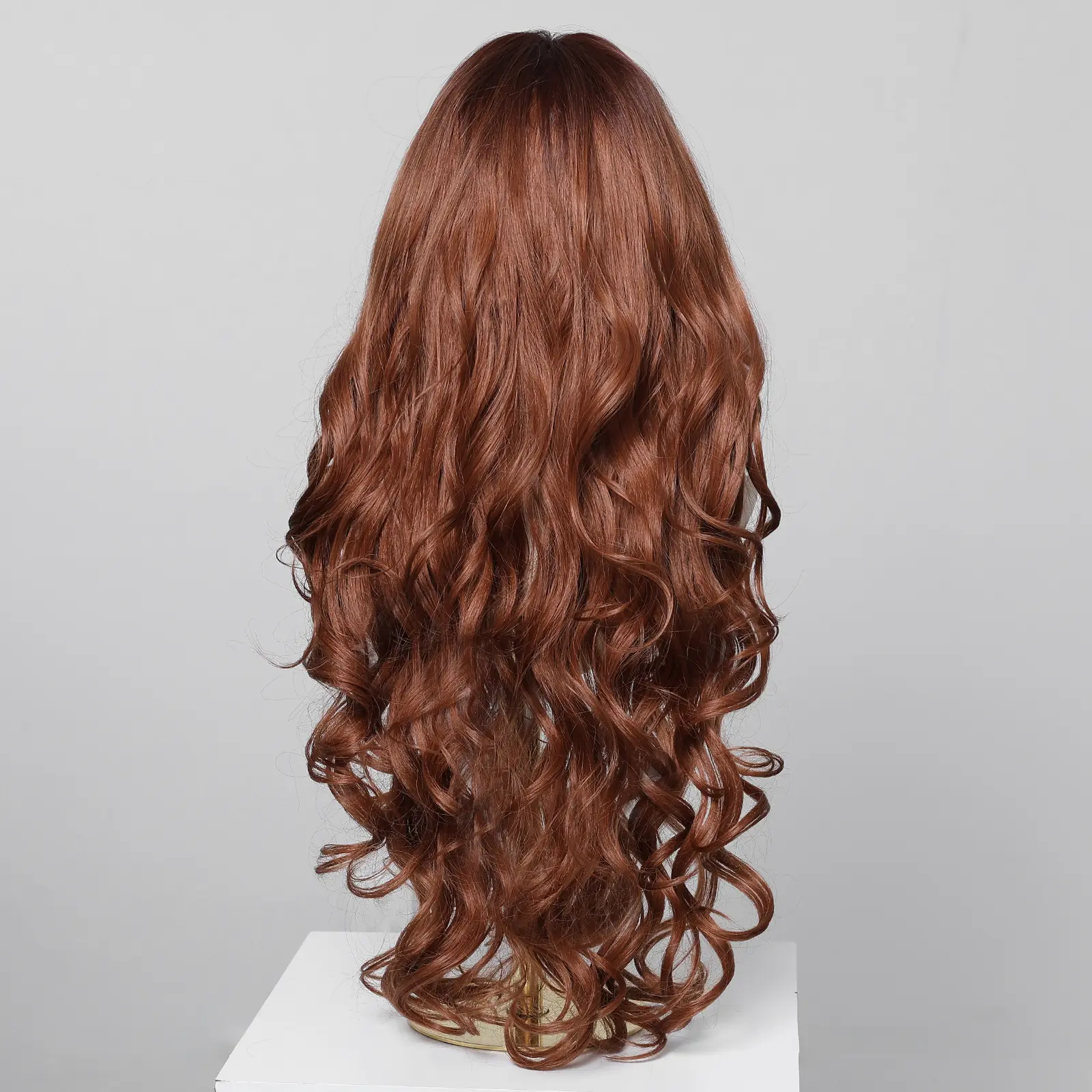 LOUIS FERRE Synthetic Wigs With Bangs Red Brown Orange Natural Wig For Women Daily Cosplay Long Curly Wavy Hair Heat Resistant