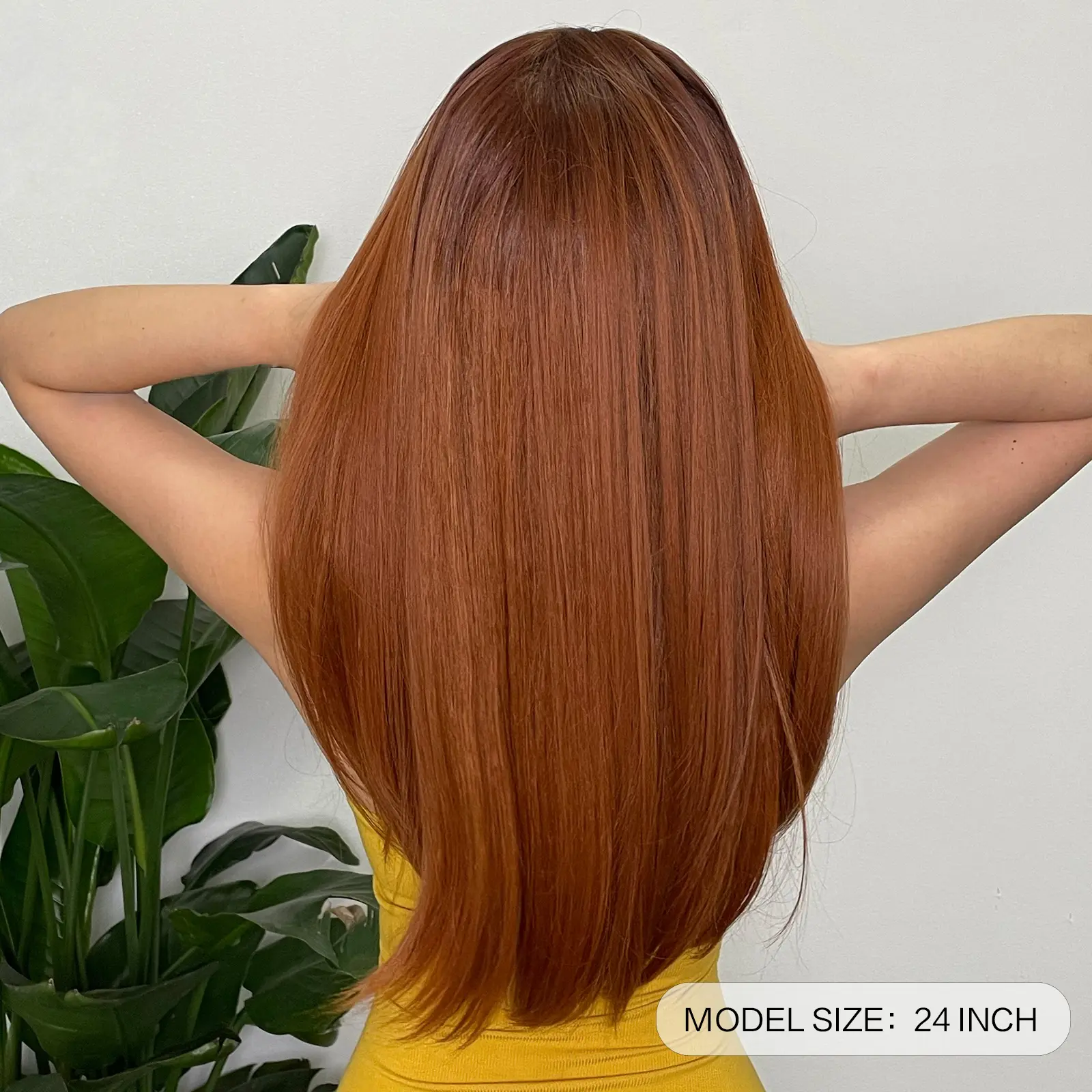 LOUIS FERRE Red Brown Synthetic Wig for Women Long Straight Copper Ginger Wig With Bangs Natural Hair Cosplay Heat Resistant