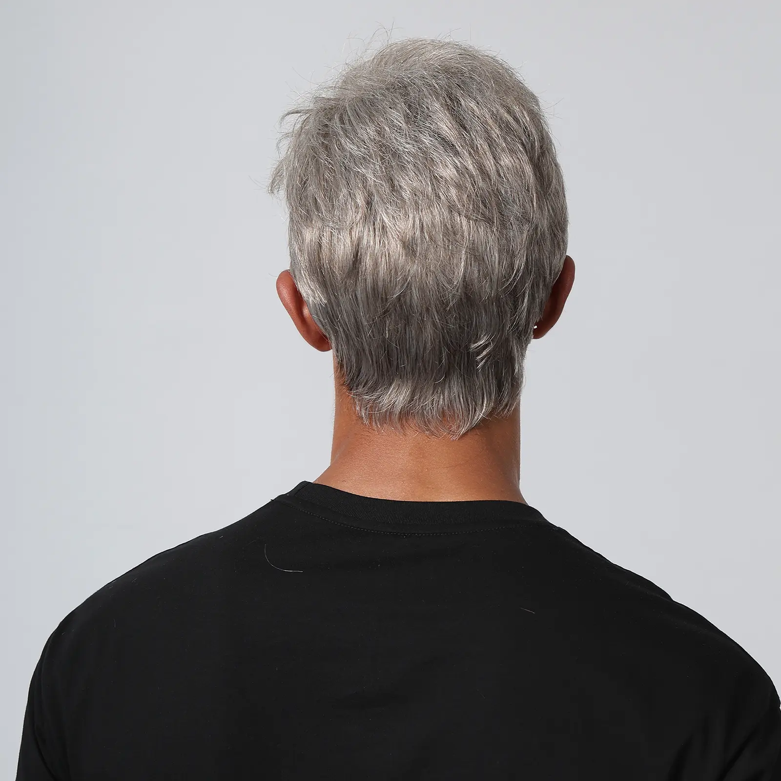 Men's Wig Short Silver Gray Wigs for Men Layered Side Part Pixie Cut Wig Natural Synthetic Hair Replacement for Male Daily Party