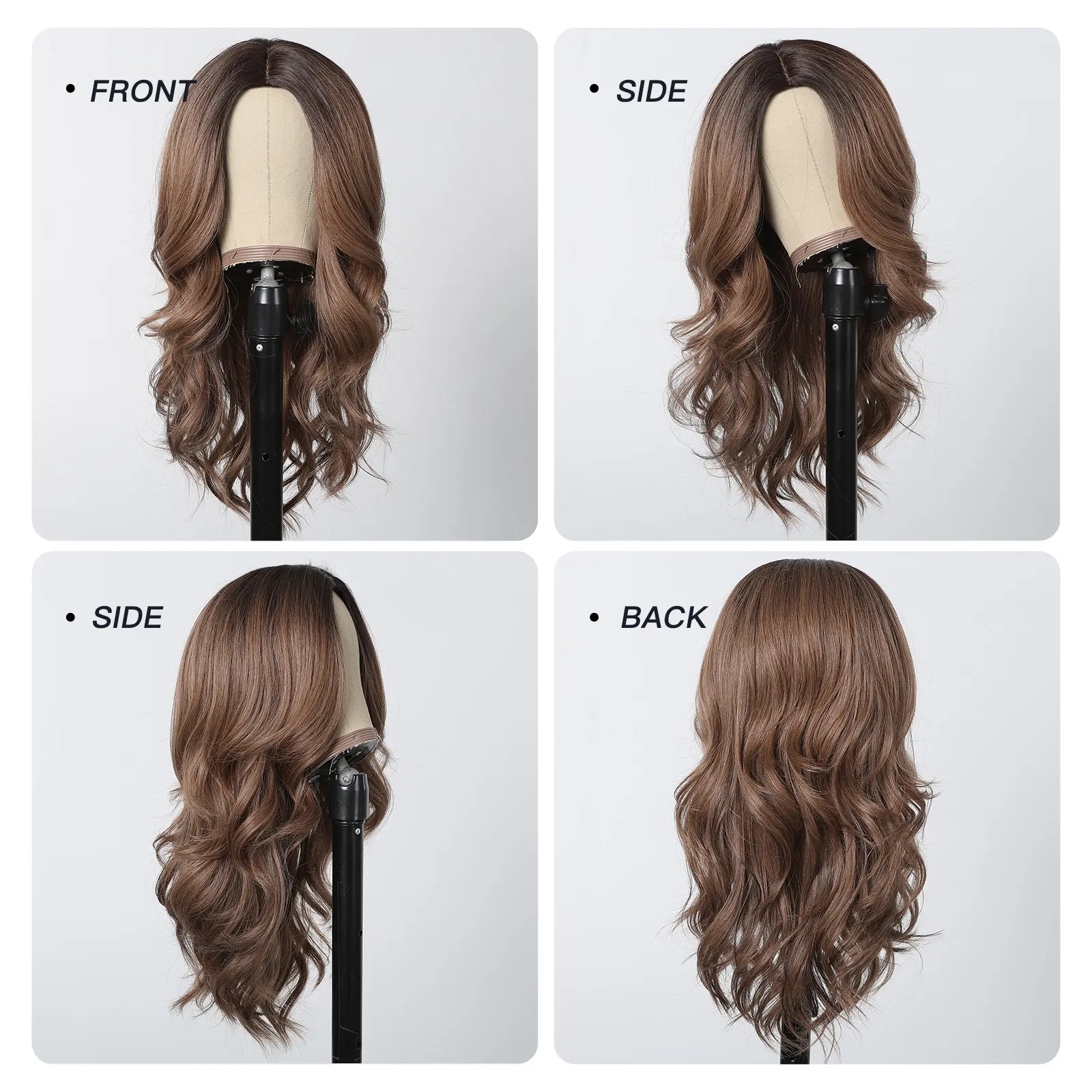 Long Wavy Brown Women‘s Synthetic Wigs for Women Natural Wave Middle Parted Heat Resistant Hair Daily Use Cosplay Brown Wig