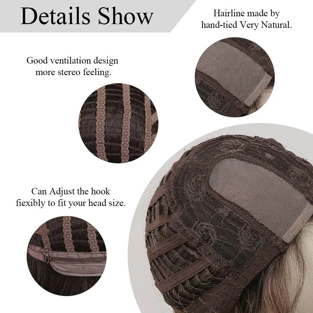 Brown to Ginger Ombre Synthetic Wigs for Women Long Natural Wavy Hairline Lace Wigs Middle Part Natural Hair Daily Party Wig