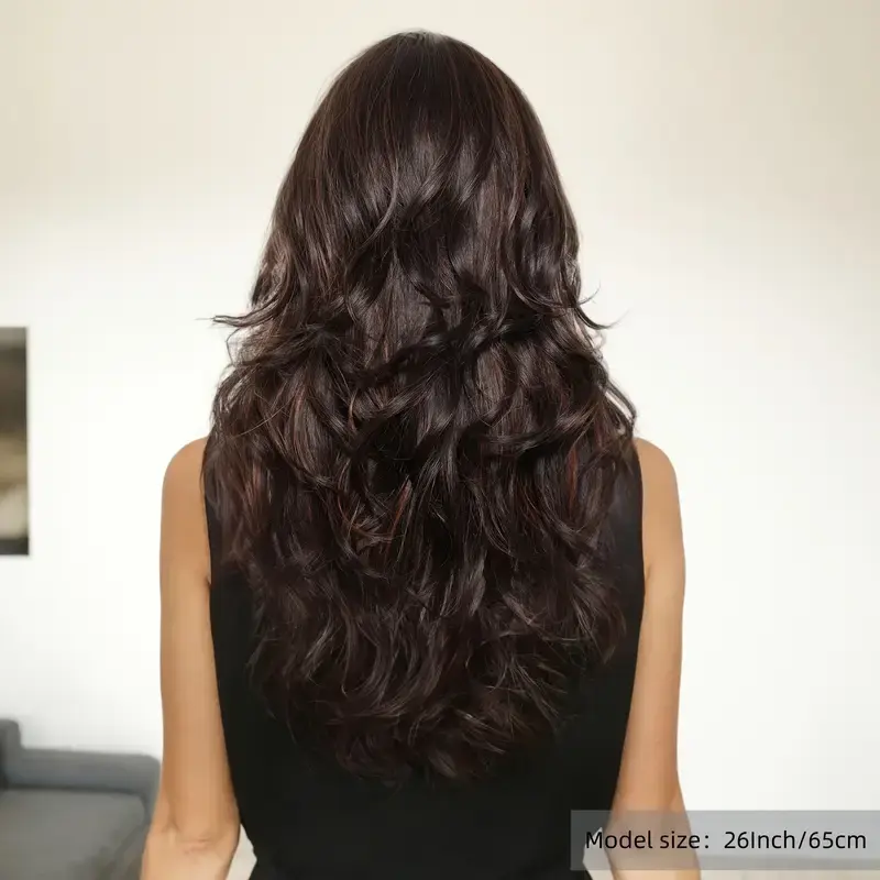 Brown Synthetic Wig With Ginger Copper Highlights For Women Natural Long Curly Hair Daily Party Cosplay Wig Heat Resistant Fiber