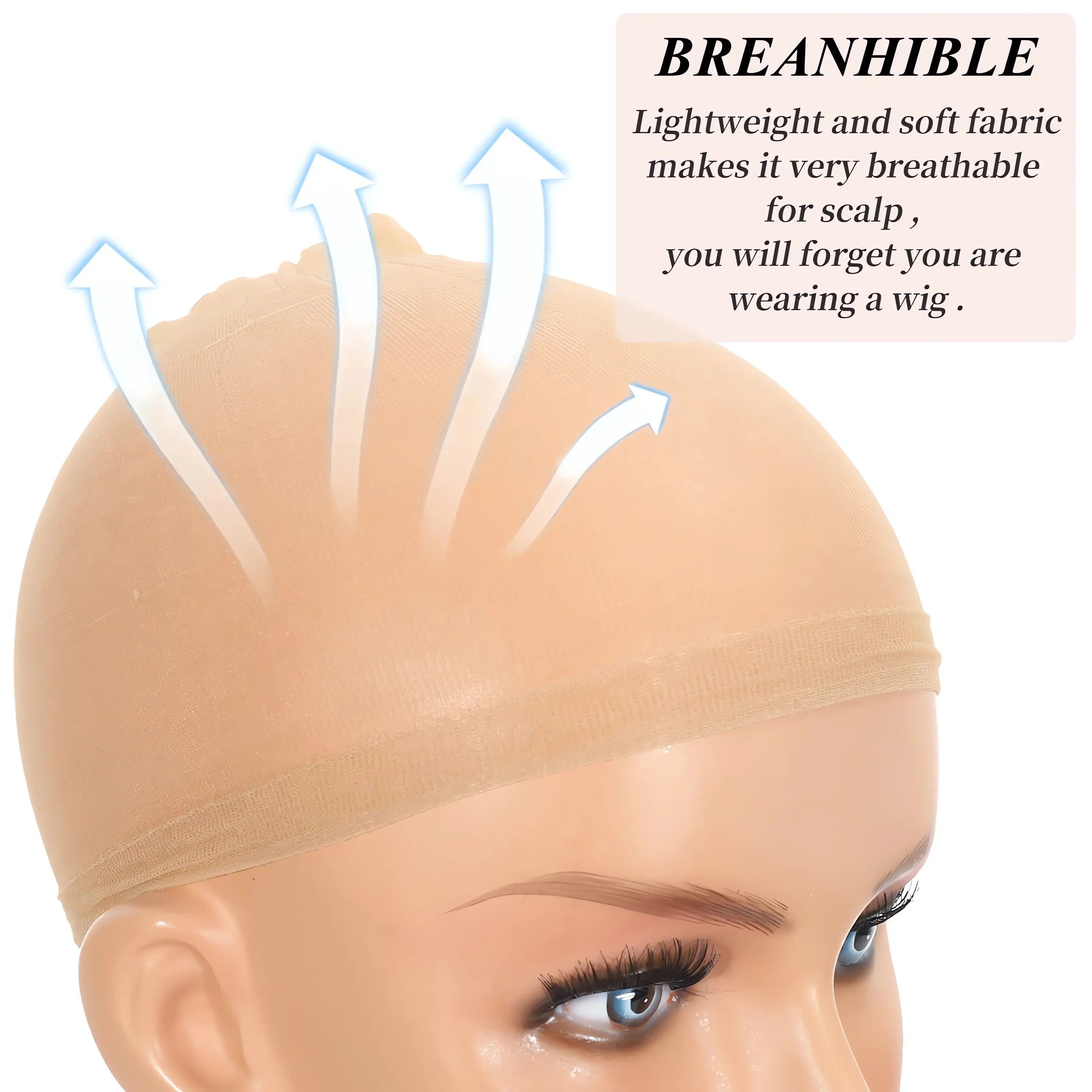 LOUIS FERRE 2 Pcs HD Transparent Wig Caps High Quality Wig Hair Nets Stretch Mesh Cap Thin Hairnets Free Size Wig Caps for Women