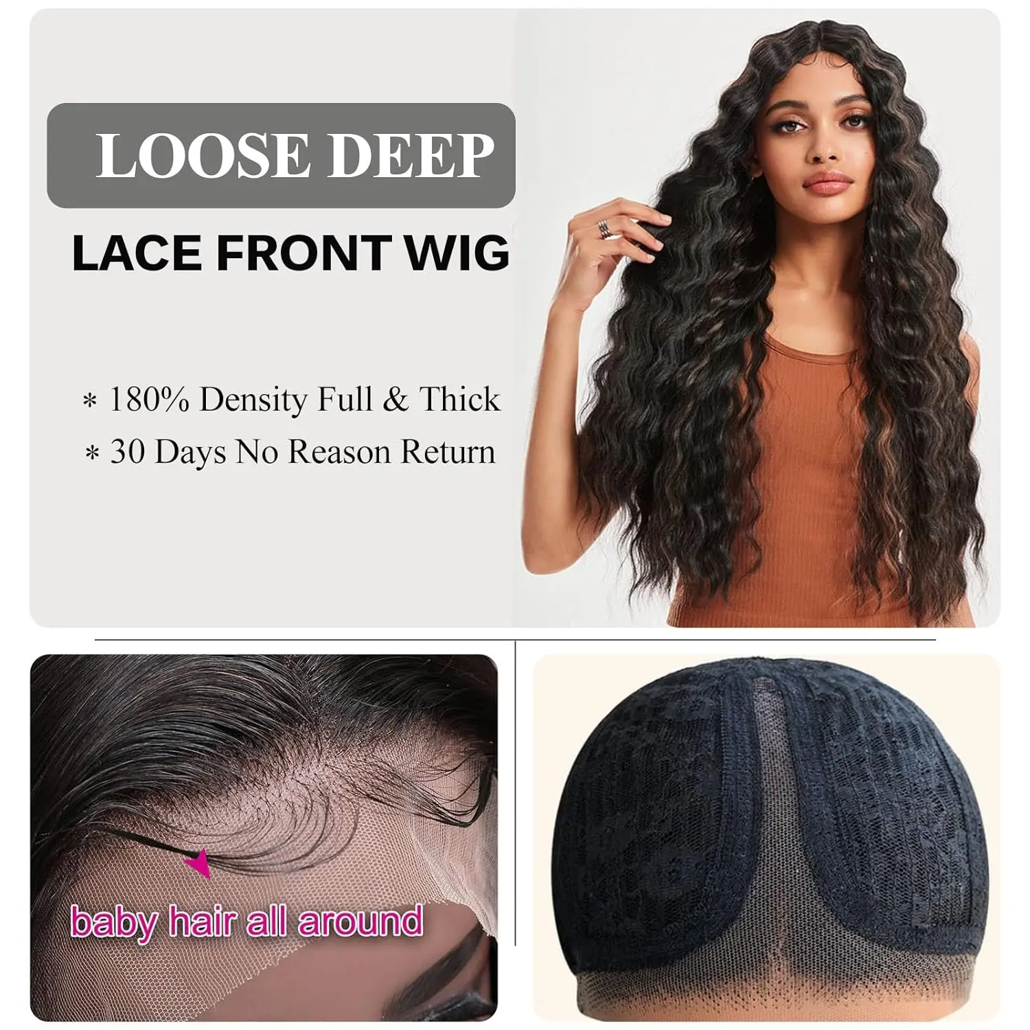 Long Loose Deep Wave Synthetic Wigs for Women Black Brown Blonde Highlights Wigs 13*5*1 Lace Front Wigs Daily Cosplay Hair
