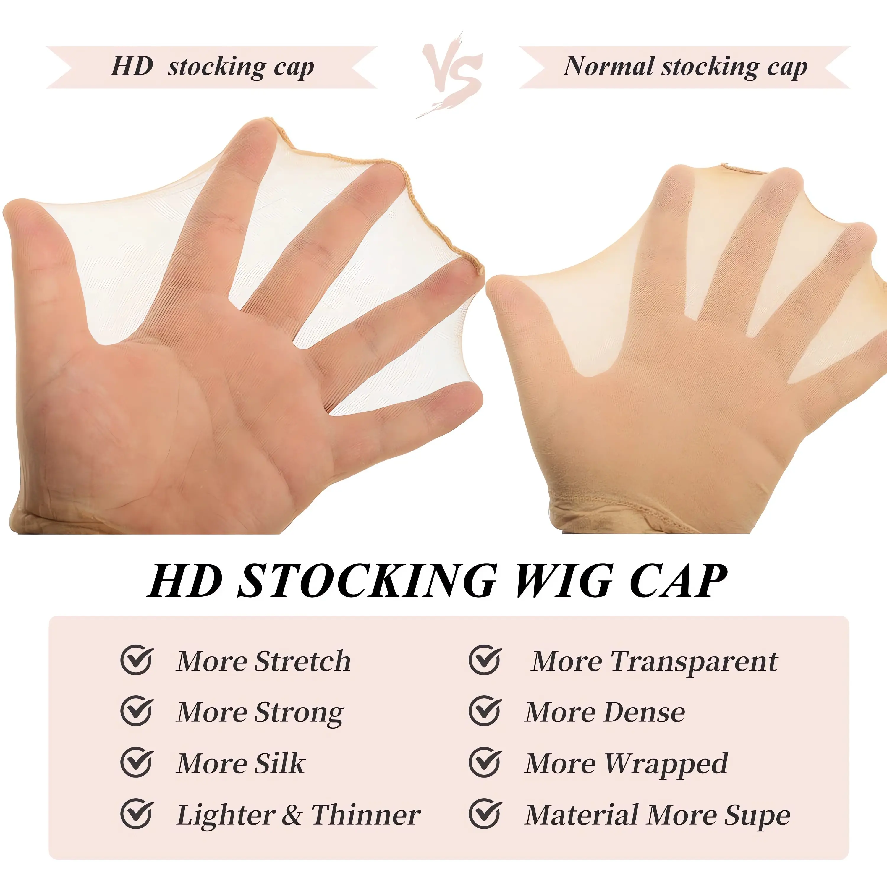 LOUIS FERRE 2 Pcs HD Transparent Wig Caps High Quality Wig Hair Nets Stretch Mesh Cap Thin Hairnets Free Size Wig Caps for Women