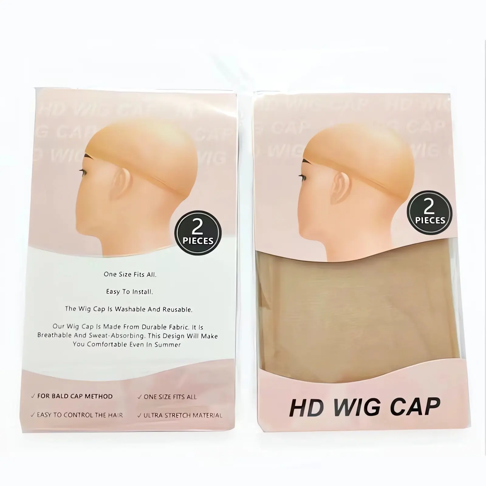 LOUIS FERRE 2 Pcs HD Transparent Wig Caps High Quality Wig Hair Nets Stretch Mesh Cap Thin Hairnets Free Size Wig Caps for Women