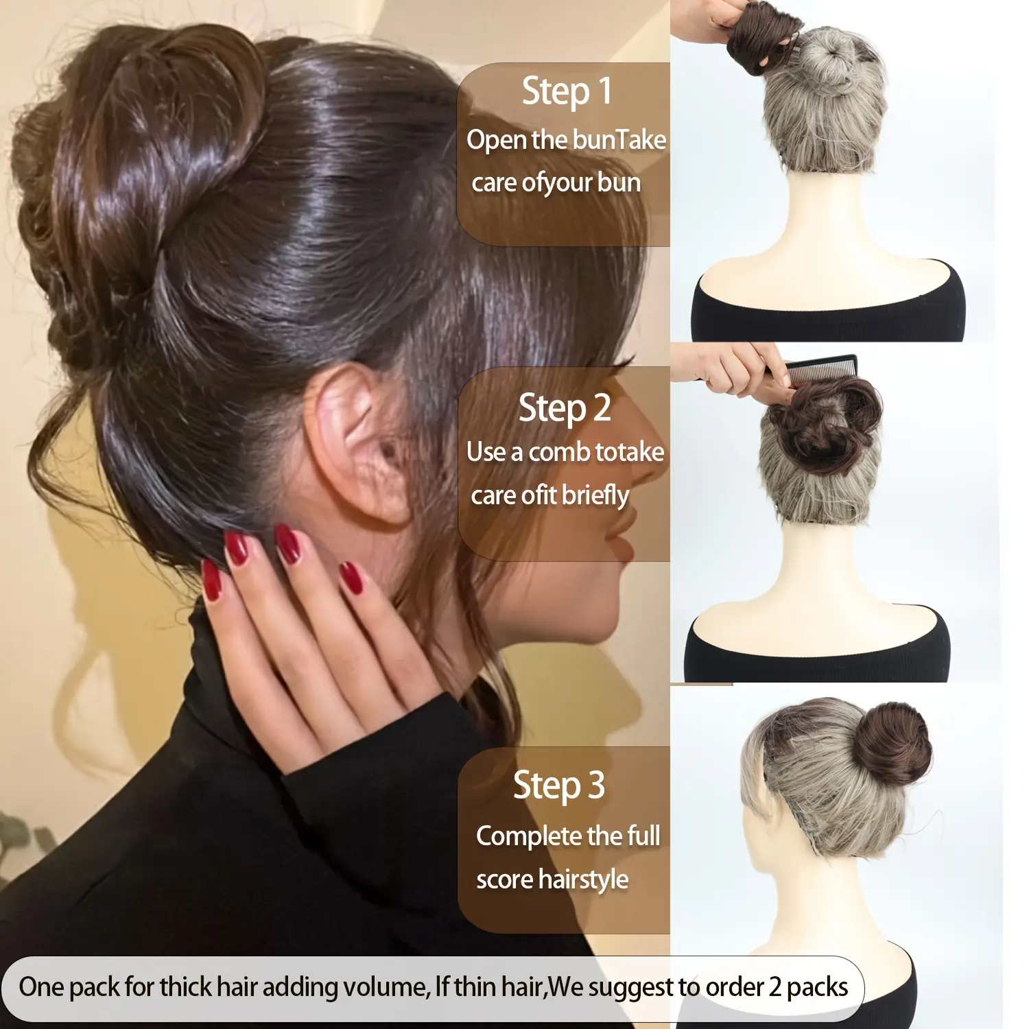 Synthetic Chignon Messy Hair Bun Fluffy Curly Straight Scrunchies Updo Hair Bands Elastic Band Donut Roller Hair Bun for Women