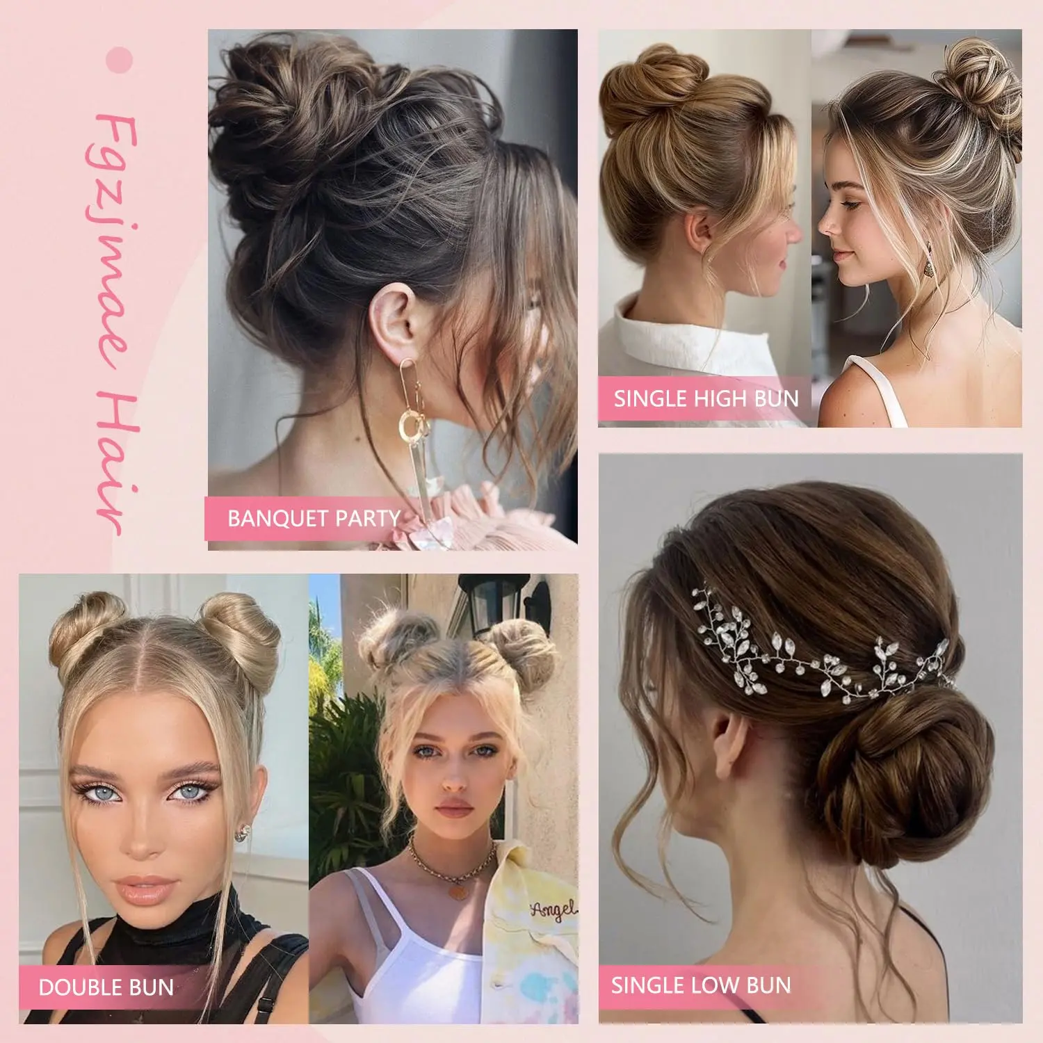 Synthetic Chignon Messy Hair Bun Fluffy Curly Straight Scrunchies Updo Hair Bands Elastic Band Donut Roller Hair Bun for Women