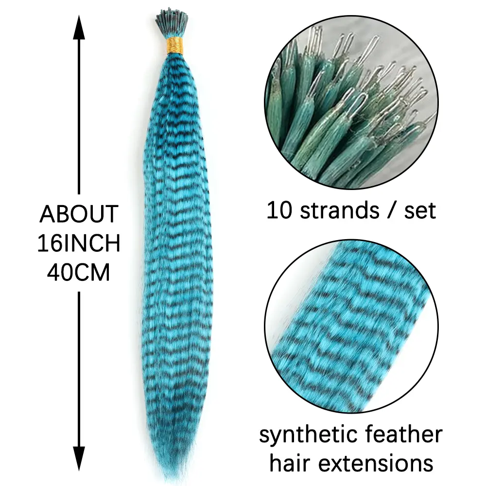 AZQUEEN Fake Hair Colored Strands Of  Feather Hairpiece False Rainbow Overhead Fake Coloring Feather Hair Synthetic