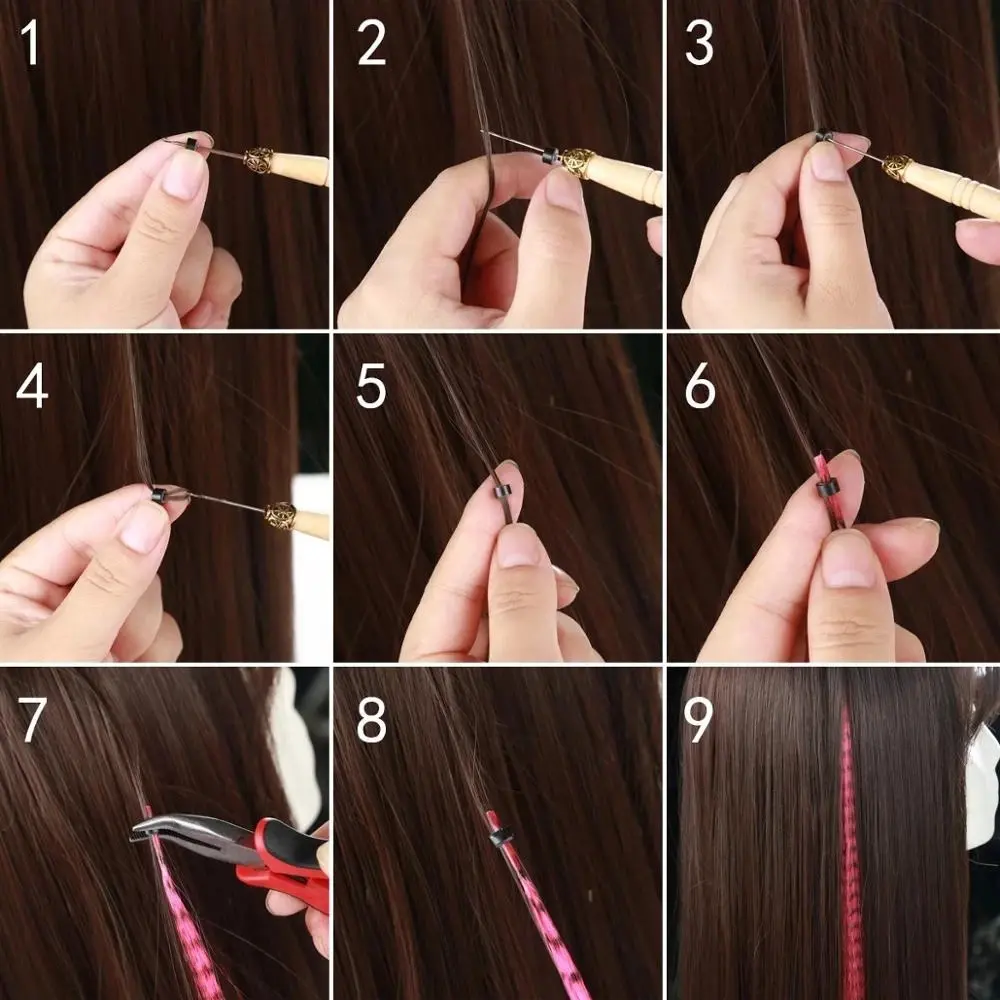 AZQUEEN Fake Hair Colored Strands Of  Feather Hairpiece False Rainbow Overhead Fake Coloring Feather Hair Synthetic